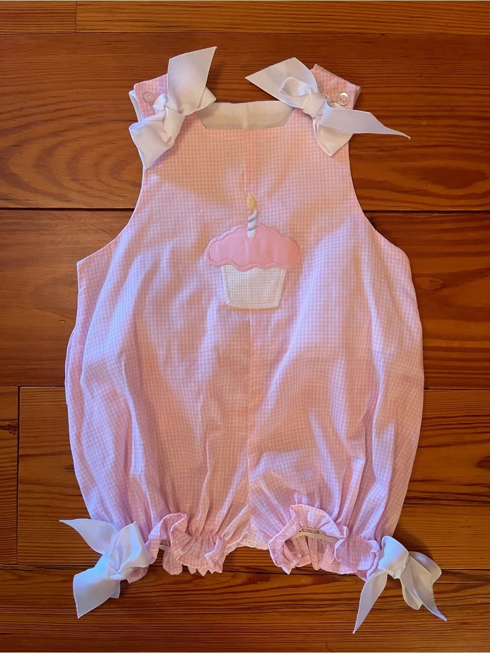 Pink Gingham Romper 1st Birthday Outfit Size 24mo Girls Baby